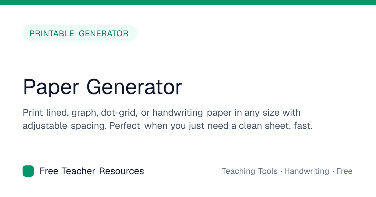 Paper Generator — Free Teacher Resources